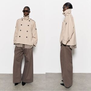 NWT EUDON CHOI CORA Cropped funnel neck trench with detachable vest